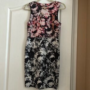 Vintage size 8, perfect Easter dress black-and-white pink orange top shop